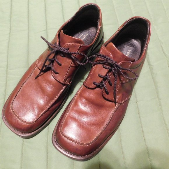 Men's VENTURINI gorgeous & supple Italian leather square toe brown shoes GUC 11 - Picture 2 of 14